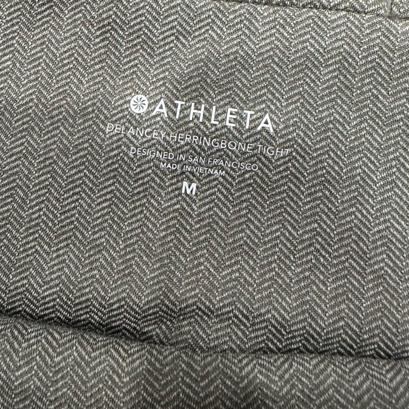 Athleta Delancey Herringbone Tight Leggings Women’s Size Medium Zip Pockets Gray - Picture 3 of 6
